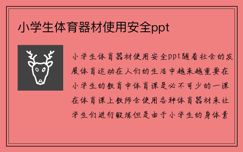 小学生体育器材使用安全ppt